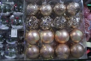 Box Bolas 6cm para árbol X16 con diseño color cobre