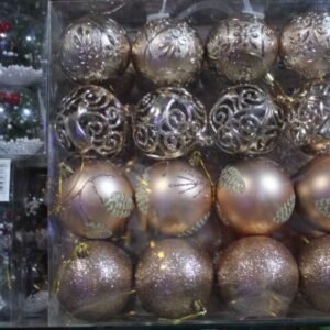 Box Bolas 6cm para árbol X16 con diseño color cobre