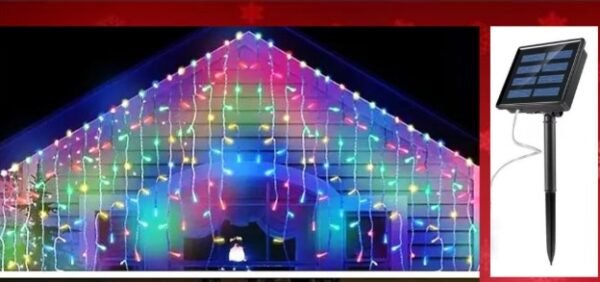 luces cascada multicolor panel solar